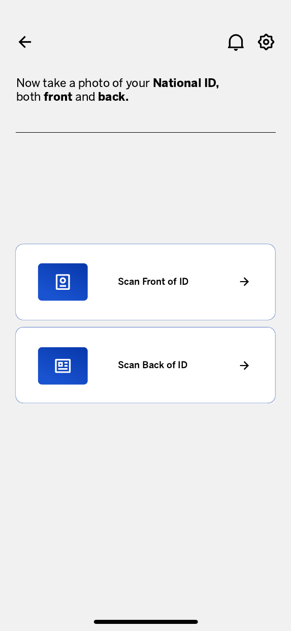 Stanbic customer onboarding ID capture screen